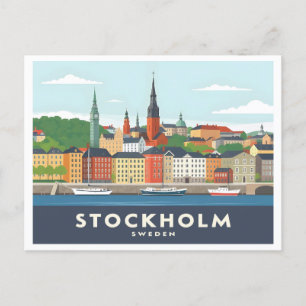 Stockholm Sweden Gamla Stan Pastel Travel Postcard