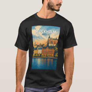 Stockholm Sweden Illustration Travel Art Vintage T-Shirt