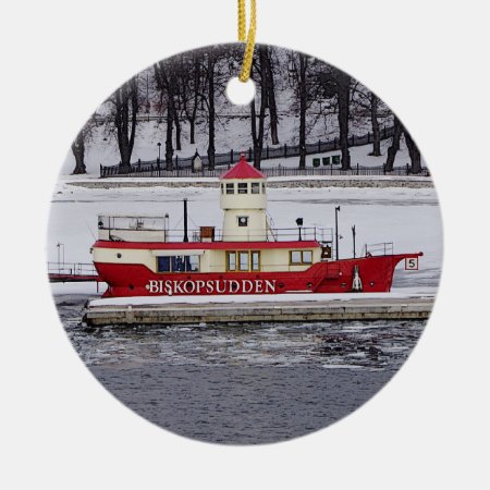 Stockholm Sweden Lightship Biskopsudden Birthday Ceramic Ornament