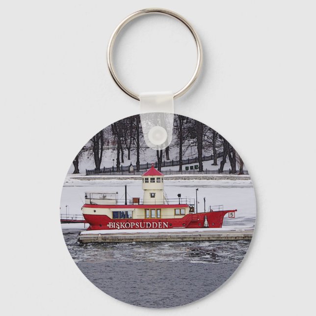 Stockholm Sweden Lightship Biskopsudden Keychain (Front)