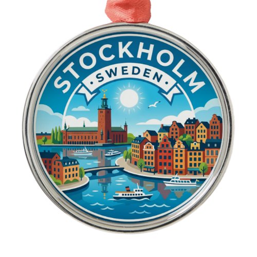 Stockholm Sweden Metal Ornament