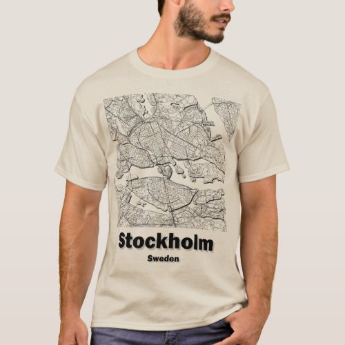 Stockholm Sweden minimalistic streets map T_Shirt