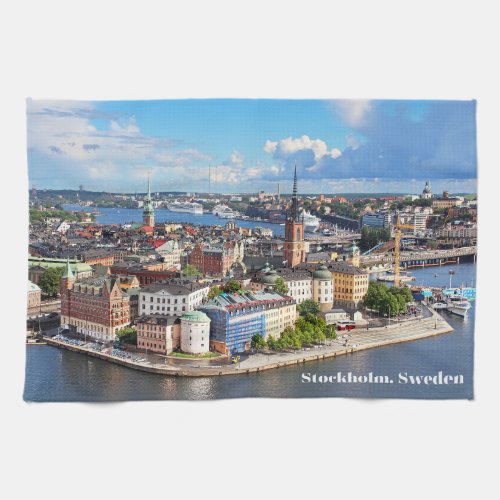 Stockholm Sweden Old Historical City Buildings  Kitchen Towel