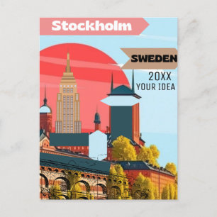 Stockholm Sweden Postcard Art, Stockholm Postcard,