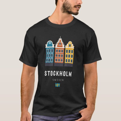Stockholm Sweden Scandinavian Old Town Colorful Bu T_Shirt