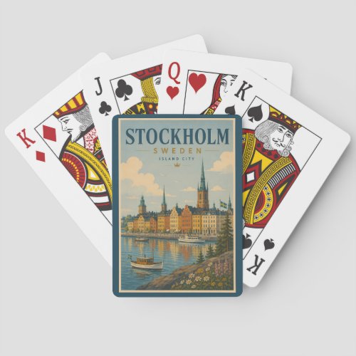 Stockholm Sweden Skyline Illustration Travel Art Poker Cards