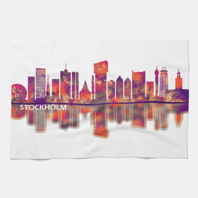 Stockholm Sweden Skyline Kitchen Towel (Horizontal)