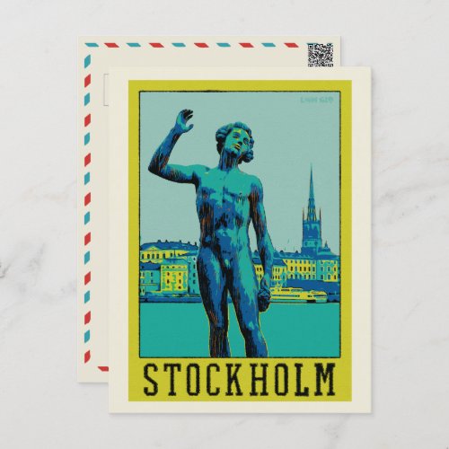Stockholm Sweden Statue at the embankment Postcar Postcard