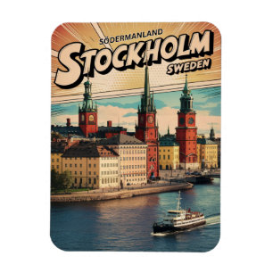 stockholm sweden travel vintage comic book gifts magnet