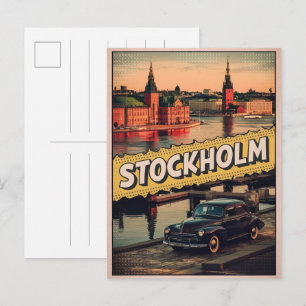 stockholm sweden travel vintage comic book gifts postcard