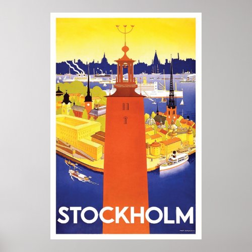 Stockholm Sweden View on the City Harbor Poster