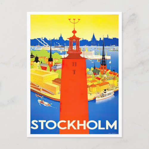Stockholm Sweden vintage travel Postcard