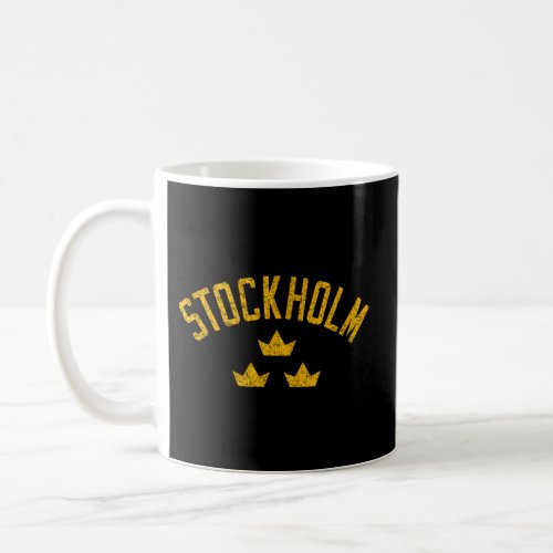 Stockholm Text Crowns Distressed Amber Print Coffee Mug