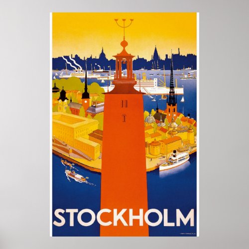 Stockholm Vintage Travel Poster