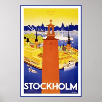 "stockholm" Vintage Travel Poster by PrimeVintage at Zazzle