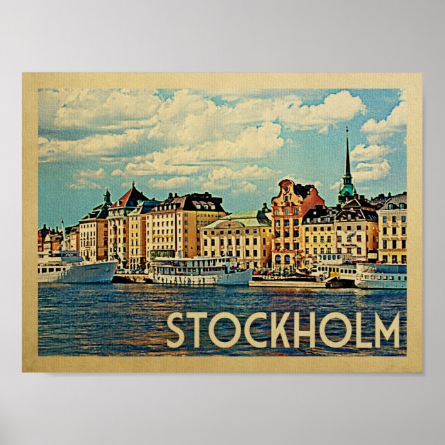 Stockholm Vintage Travel Poster (Front)