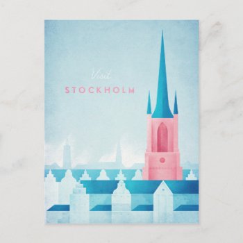 Stockholm Vintage Travel Poster - Art Postcard by VintagePosterCompany at Zazzle