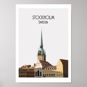 Stockholm Vintage Travel Poster Enhanced Matte