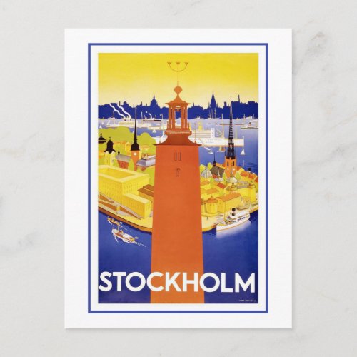 Stockholm Vintage Travel Poster Postcard