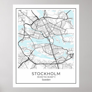 Stockholm White Map - Map Wall Art Decor