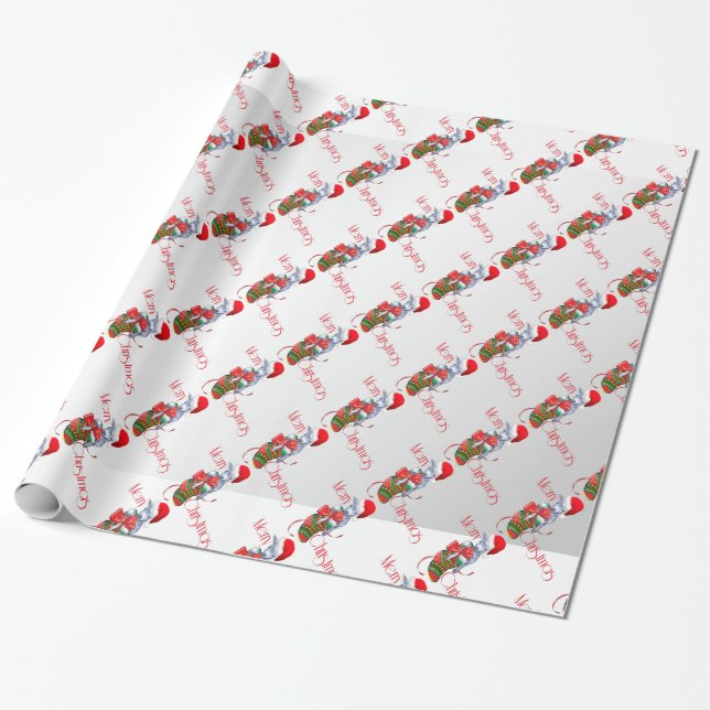 Stocking Baby Goat Christmas Wrapping Paper (Unrolled)