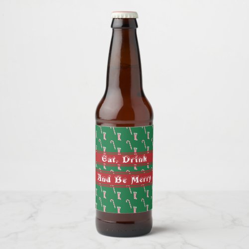 Stocking  Candy Cane Pattern Beer Bottle Label