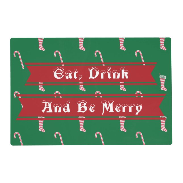 Stocking & Candy Cane Pattern Placemat (Front)