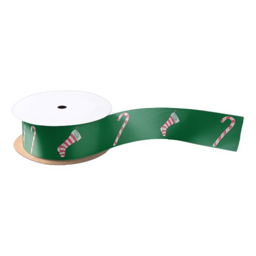 Stocking  Candy Cane Pattern Satin Ribbon