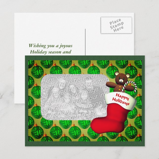 Stocking Christmas Holiday Photo Postcard (Front/Back)
