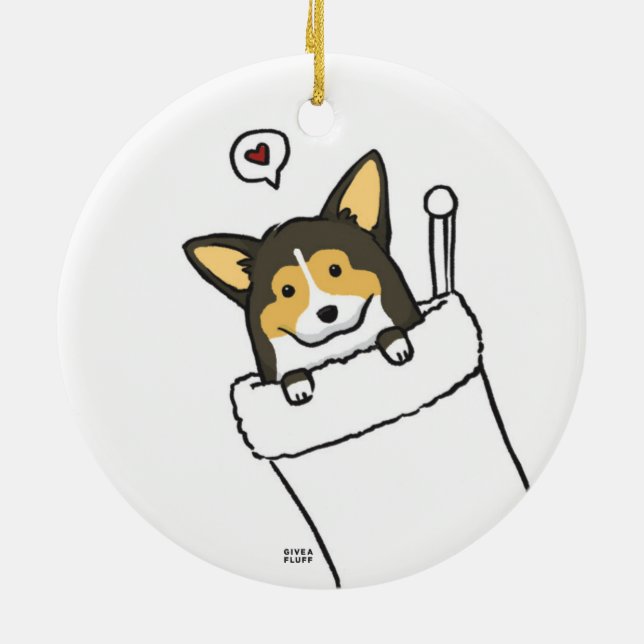 Stocking Corgs Ceramic Ornament (Back)