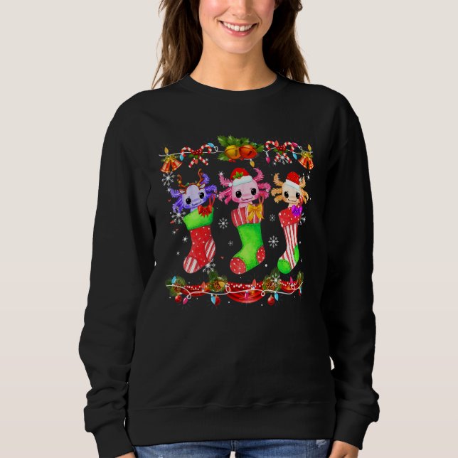 Stocking Santa Elf Axolotl Christmas Socks Lights  Sweatshirt (Front)