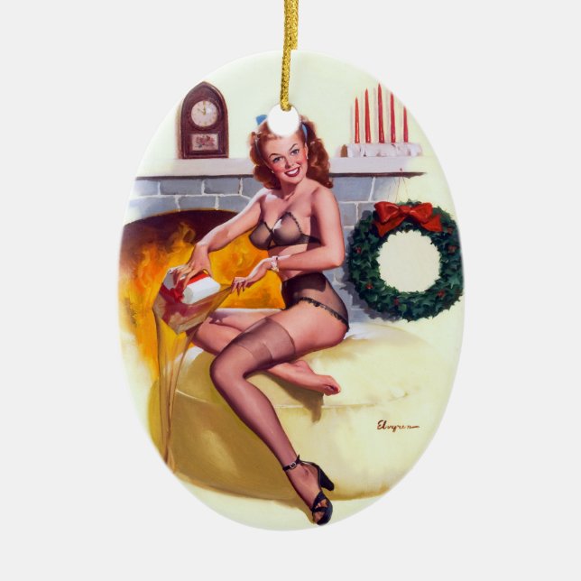 Stocking Stuffer Pin Up Ceramic Ornament (Front)