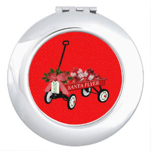 Stocking Stuffer!  Santa Flyer Wagon with Presents Compact Mirror