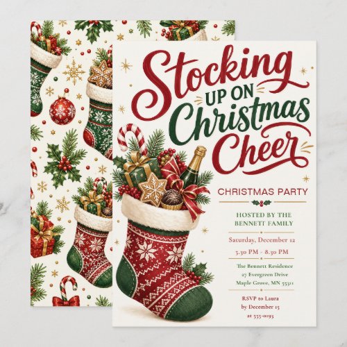 Stocking Up on Christmas Cheer Christmas Invite