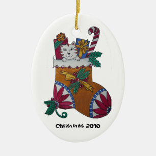 Stockings All Stuffed Ceramic Ornament