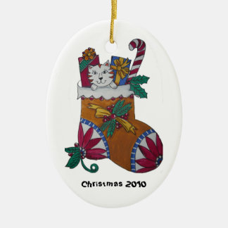 Stockings All Stuffed Ceramic Ornament