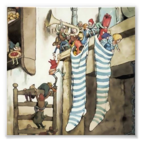 Stockings at the Chimney by W Heath Robinson Photo Print