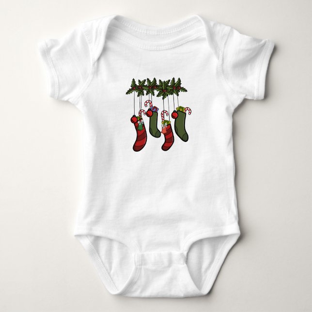Stockings ready for Christmas Baby Bodysuit (Front)
