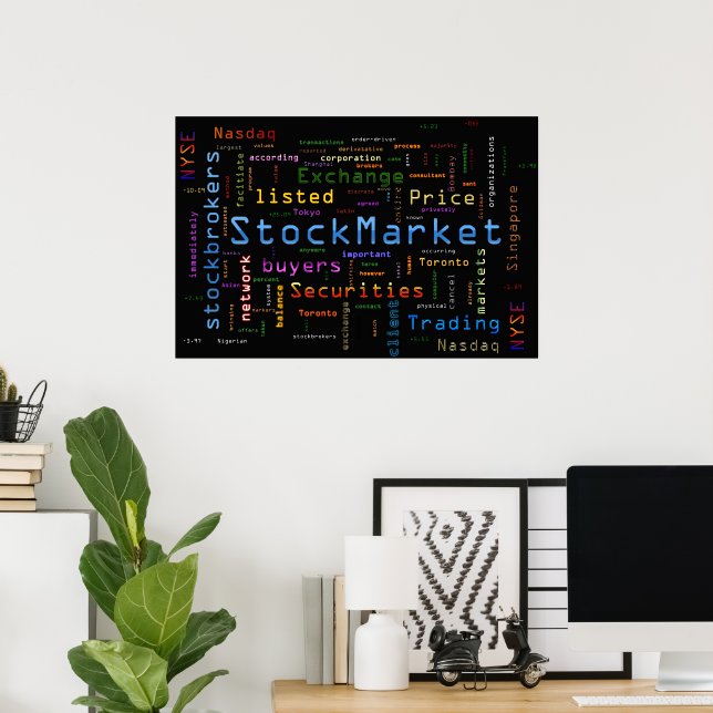 StockMarket Design Blue Poster (Home Office)