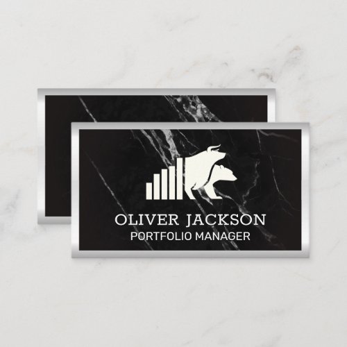 Stocks  Bull Bear Market Logo  Marble Business Card