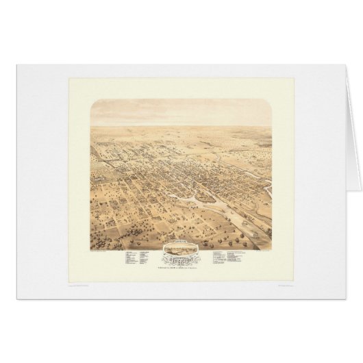 Stockton, CA Panoramic Map 1870 (1667A) - Restored Cards (Front Horizontal)