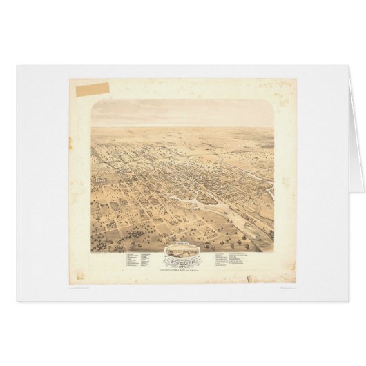 Stockton, CA Panoramic Map 1870 (1667A)-Unrestored Cards (Front Horizontal)