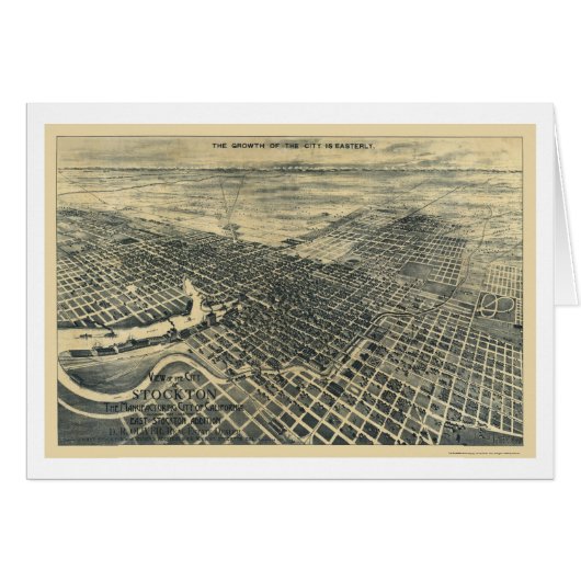 Stockton, CA Panoramic Map - 1895 Cards (Front Horizontal)