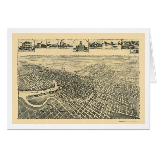 Stockton, CA Panoramic Map - 1895b Cards (Front Horizontal)