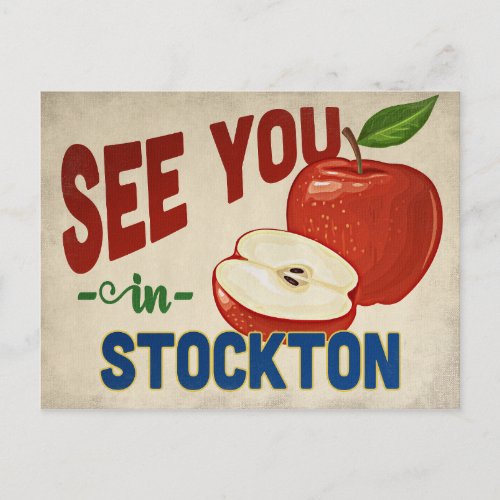 Stockton California Apple _ Vintage Travel Postcard