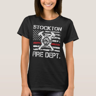 Stockton California Fire Department Thin Red Line T-Shirt