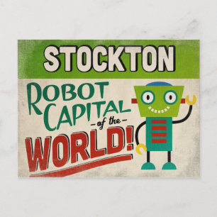 Stockton California Robot - Funny Vintage Postcard