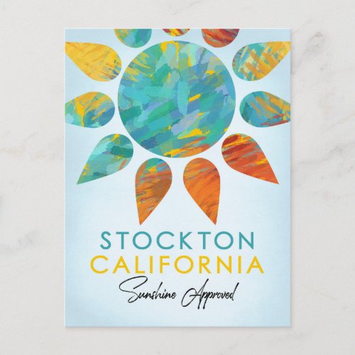 Stockton California Sunshine Travel Postcard