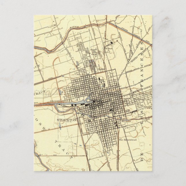 Stockton California Vintage Map Postcard (Front)