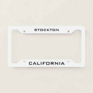 Stockton California White   License Plate Frame